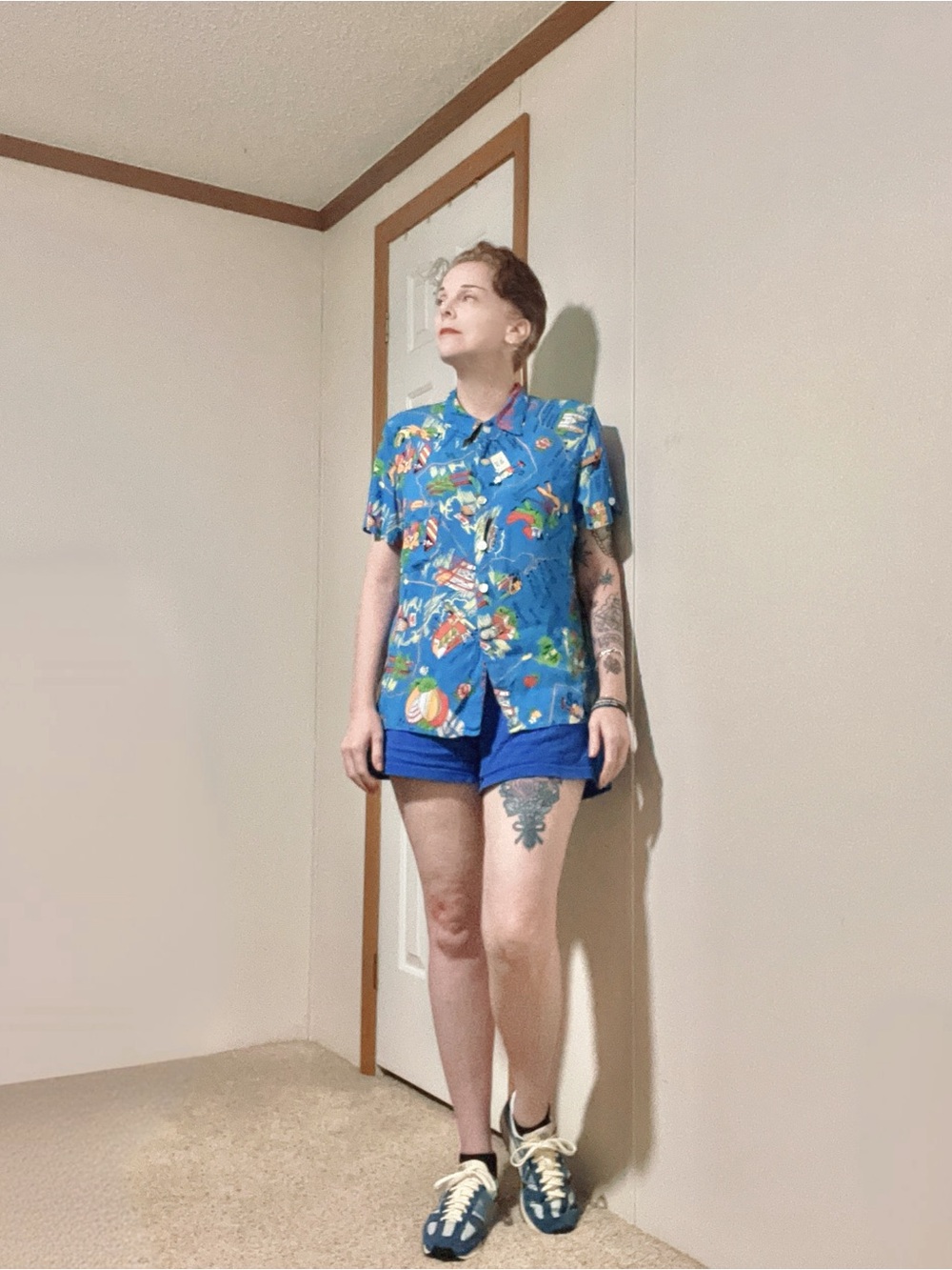 Repro 1940’s Women’s California Print Short-Sleeve Button-Up Camp Shirt